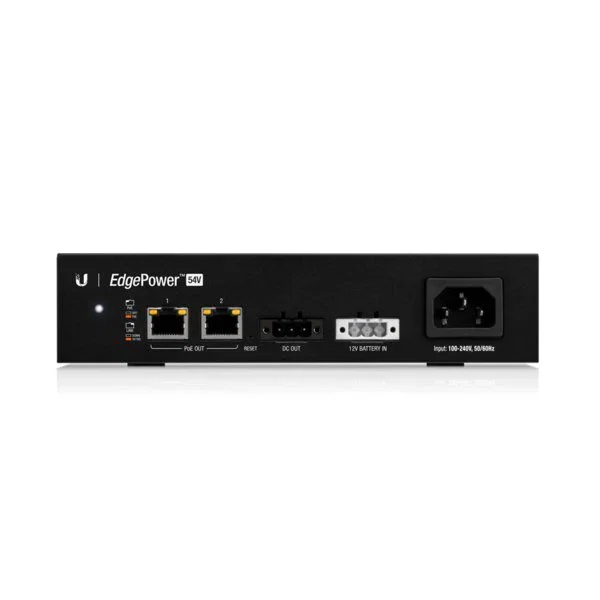 Ubiquiti EdgePower - Fuente de Alimentación PoE 54V/72W para EdgeMAX, 2 Puertos Fast Ethernet 10/100 Mbps, Modelo EP-54V-72W, Color Negro