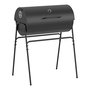 Gourmet Kitchen Barbacoa de Carbón XL Negra con Tapa y Termómetro, 76.8x40.5x103.3 cm, Rejilla Cromada 69.5x35 cm, Incluye Rejilla Adicional