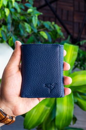Zoozie Bags Cartera para Hombre Piel Auténtica Azul Marino 100% Navv Blue 7.5x2x10cm