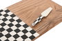 DKD Home Decor Set de 4 tablas para cortar de acacia con detalles de cuadros y cuchillos, 20x38x1,5 cm