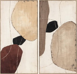DKD Home Decor Set de 2 Cuadros Modernos sobre Lienzo, Marrón y Beige, 72x4,5x141,5 cm