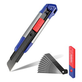 Workpro Cúter Cierre a Presión con 11 Cuchillas 18 mm SK5 de Aluminio