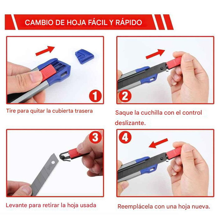 Workpro Cúter Cierre a Presión con 11 Cuchillas 18 mm SK5 de Aluminio Workpro Cúter Cierre a Presión con 11 Cuchillas 18 mm SK5 de Aluminio