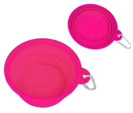 Freedog Travel Bowl Silicona Rosa 400 mL Comedero Portátil para Perros y Gatos Plegable