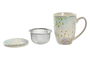 DKD Home Decor Taza Infusiones Glam shengda Rosa Verde Menta Porcelana 380ml 9x11x12 cm (6 Unidades)