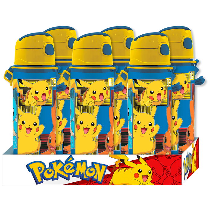Pokemon Cantimplora de Aluminio con Asa 600 ml para Niños, Modelo PK00033, Licencia Oficial
