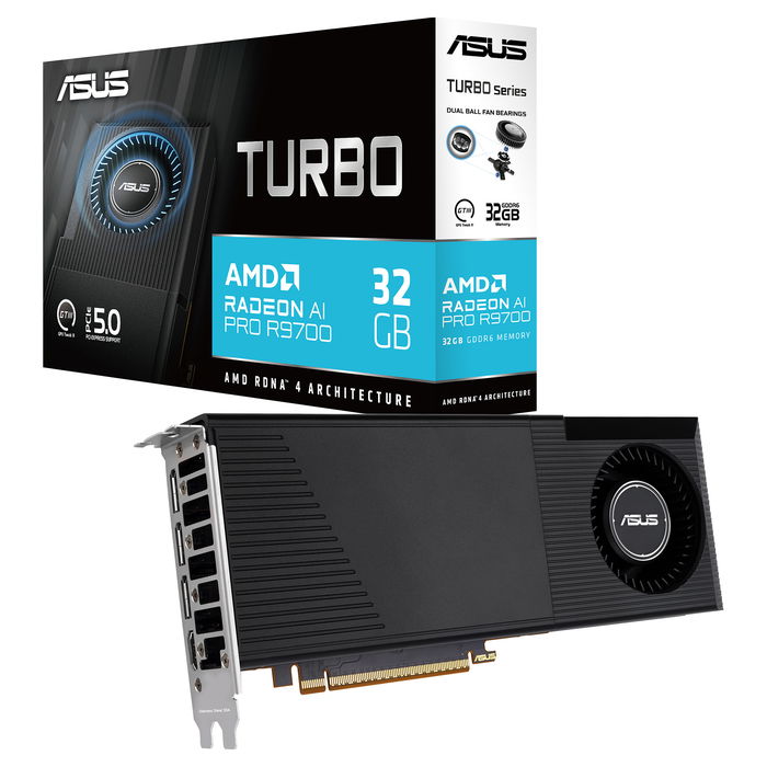 ASUS Tarjeta Gráfica Turbo AI-PRO-R9700-32G Radeon AI PRO R9700 32GB GDDR6 256-bit PCIe 5.0 4K/8K