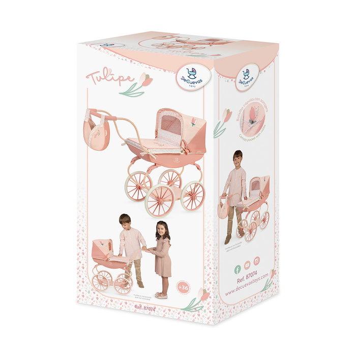Decuevas Coche de Muñeca Clásico Tulipe Rosa con Bolso y Bandeja Decuevas Coche de Muñeca Clásico Tulipe Rosa con Bolso y Bandeja