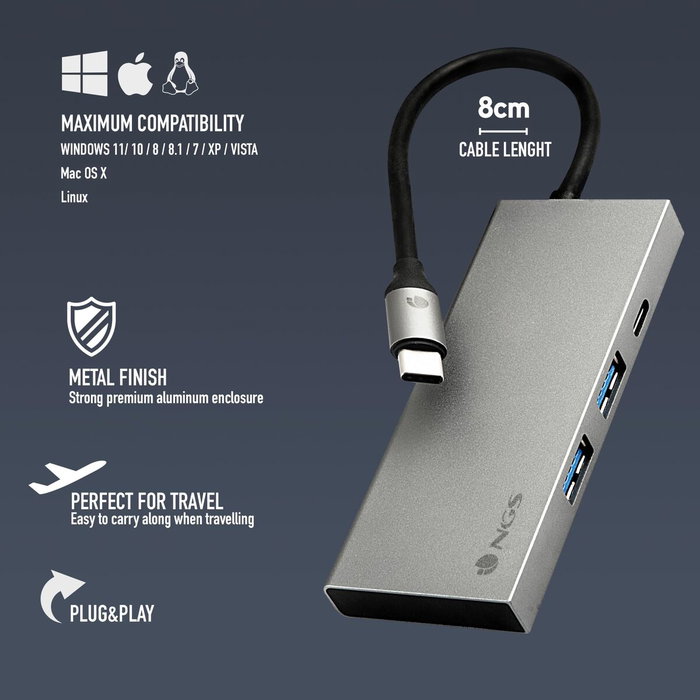 NGS WonderDock4 Pro Docking Station USB-C con HDMI 4K y Carga PD NGS WonderDock4 Pro Docking Station USB-C con HDMI 4K y Carga PD