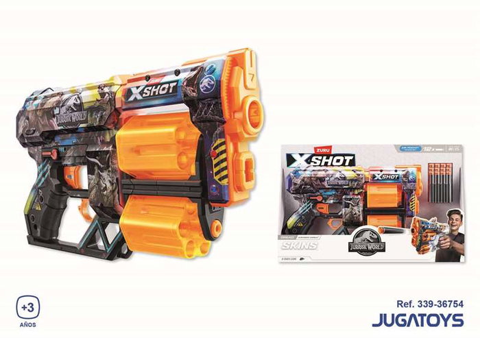 Zuru X-Shot Skins Dread Pistola Jurassic World con 12 Dardos, Juguete para Ninos a Partir de 3 Anos Zuru X-Shot Skins Dread Pistola Jurassic World con 12 Dardos, Juguete para Ninos a Partir de 3 Anos