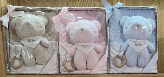 Peluche Manta Baby DKD Home Decor Rosa Azul 100 x 10 x 75 cm Set de 2 (3 Unidades)