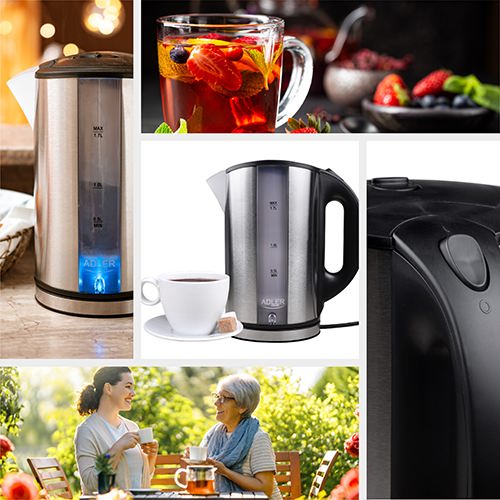 ADLER Hervidor de Agua 1.7 L 2200 W Acero Inoxidable