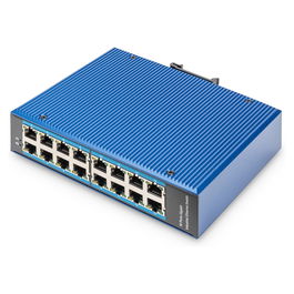 Digitus Conmutador de Red Industrial Gigabit Ethernet 16 Puertos No Gestionado, Aluminio, Montaje en Rail DIN, IP40, 12-52V DC, -40°C a 80°C