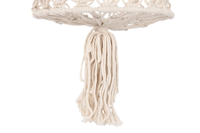 DKD Home Decor Macetero Colgante Blanco de Algodón, 28x28x110 cm, Paquete de 6 Unidades