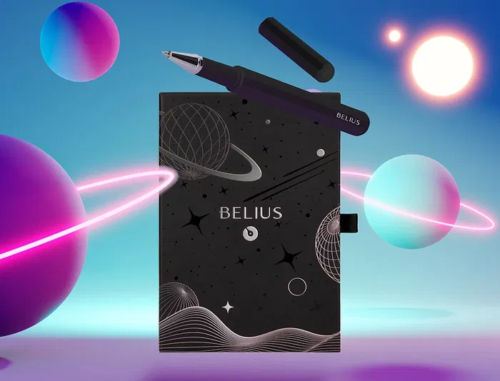Belius Roller y funda Space B Minimalista Negro Tinta Azul 0,7 mm Caja de diseño