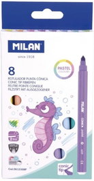 MILAN Estuche de 8 Rotuladores Punta Cónica Colores Pastel