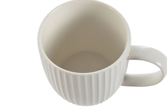 DKD Home Decor Taza de Porcelana Carve Loving 24 Blanca 350ml