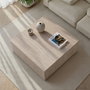 Hanah Home Mesa de Café de Travertino, Modelo Prizma, de MDF, 90x90x35 cm