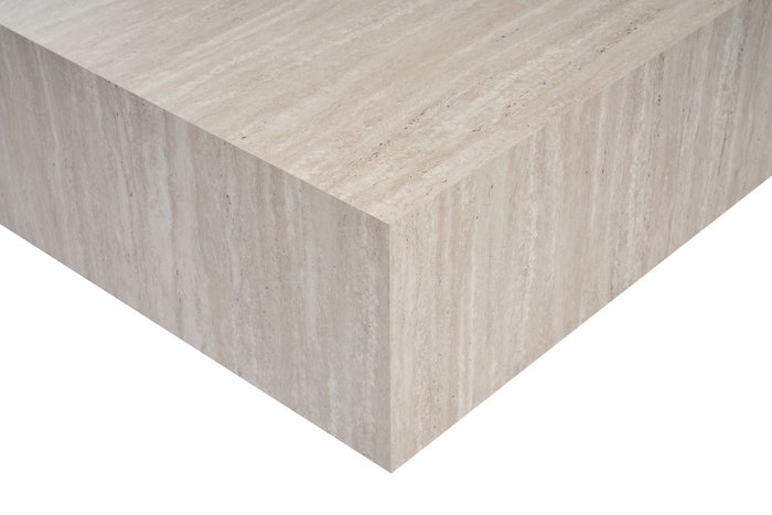 Hanah Home Mesa de Café de Travertino, Modelo Prizma, de MDF, 90x90x35 cm