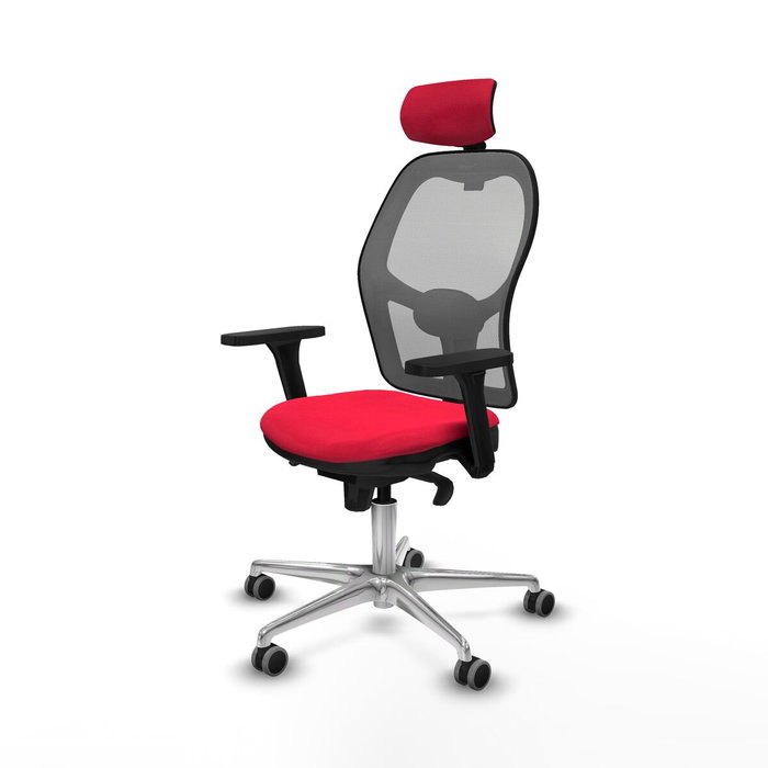 PIQUERAS Y CRESPO Silla de oficina Jorquera con mecanismo Sincro, Tela Rojo y Malla Gris PIQUERAS Y CRESPO Silla de oficina Jorquera con mecanismo Sincro, Tela Rojo y Malla Gris