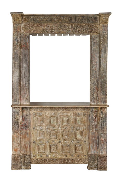 DKD Home Decor Mueble Bar Item Home Natural Teca 66 x 247 x 158 cm DKD Home Decor Mueble Bar Item Home Natural Teca 66 x 247 x 158 cm