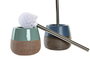 DKD Home Decor Escobillero Baño Gres Azul Verde 12 x 12 x 36 cm (4 Unidades)