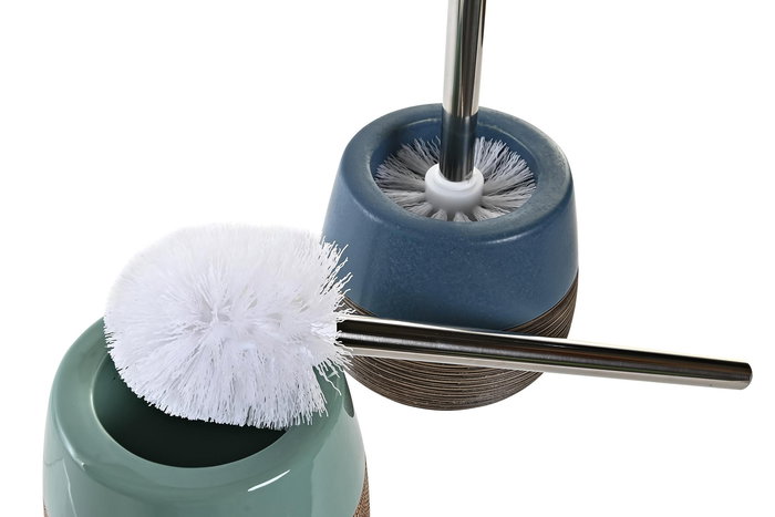 DKD Home Decor Escobillero Baño Gres Azul Verde 12 x 12 x 36 cm (4 Unidades)