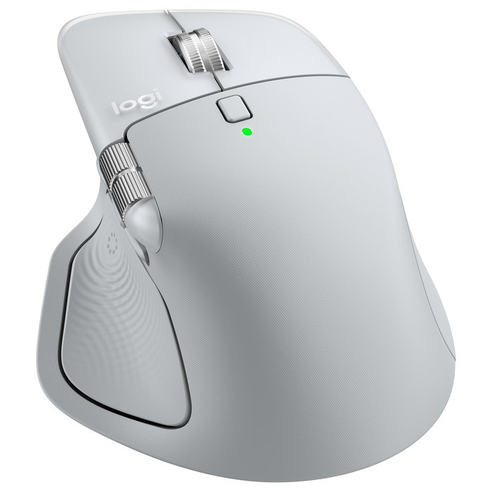 Logitech MX Master 4 para Mac Ratón Ergonómico Inalámbrico Bluetooth 8000 DPI Carga USB-C Blanco Plata para MacOS iPadOS Windows
