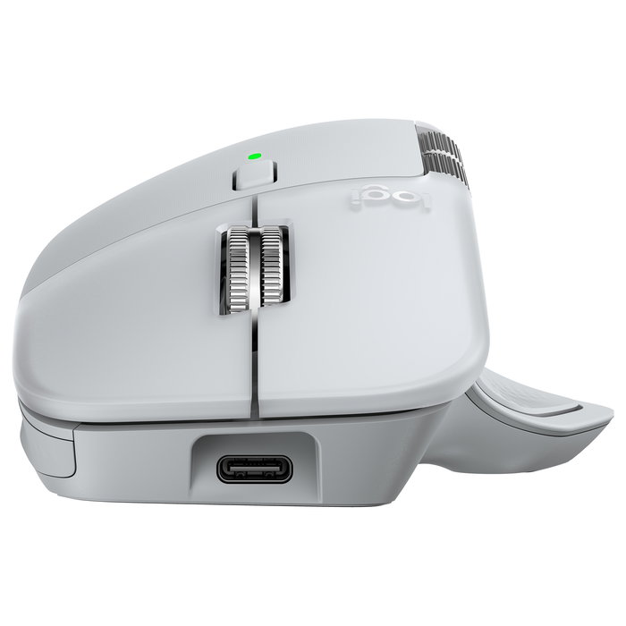 Logitech MX Master 4 para Mac Ratón Ergonómico Inalámbrico Bluetooth 8000 DPI Carga USB-C Blanco Plata para MacOS iPadOS Windows