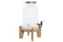DKD Home Decor Dispensador de Bebidas Basicos de Cristal y Bambú 5,8L Transparente Natural (2 Unidades)ように