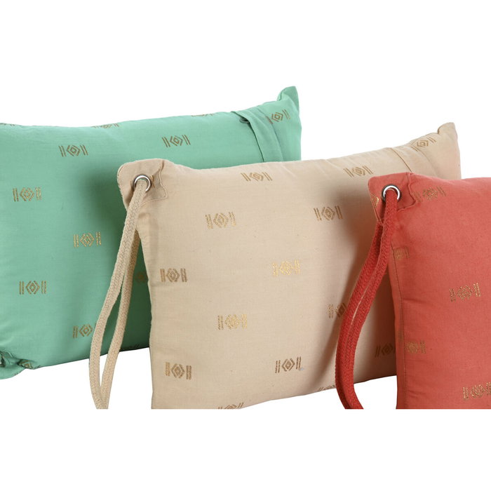 DKD Home Decor Surtido de 3 Cojines Playa Saint Tropez Azul, Coral y Beige