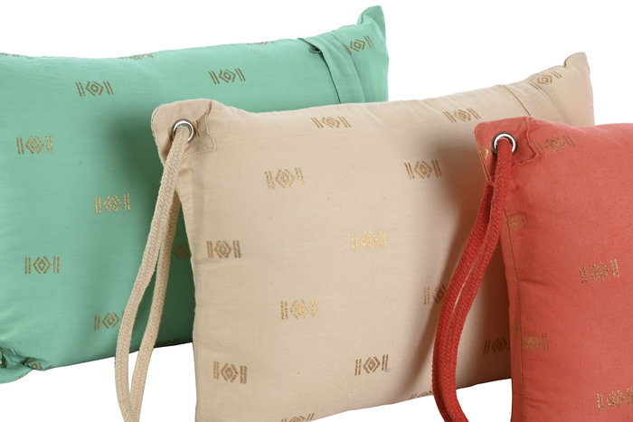 DKD Home Decor Cojin Mediterraneo Azul Coral Algodon Poliester 10 x 30 x 20 cm (3 Unidades)