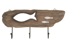 DKD Home Decor Perchero Blanco Natural Paulownia Metal 4.5 x 18 x 39 cm (4 Unidades)