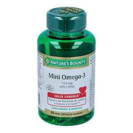 Nature's Bounty Mini Omega-3 450 mg Ácidos Grasos EPA y DHA, 60 mini cápsulas blandas para corazón, cerebro y visión