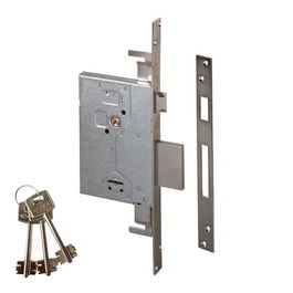 Cisa 1.57255.60.0 Cerradura de Borjas de Embutir 60mm con Palanca y 3 Llaves, Acabado Níquel