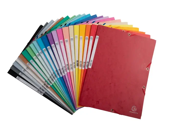 Exacompta Carpeta de cartón con tres solapas y gomas DIN A4 colores surtidos Exacompta Carpeta de cartón con tres solapas y gomas DIN A4 colores surtidos