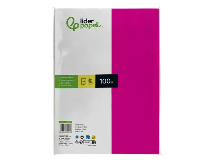 Liderpapel Papel de color fucsia A4 80g, 100 hojas