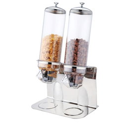 Marbella Dispensador de Cereal Doble, 4+4 Litros (8L Total), Acero y Policarbonato, 60x36.2x24 cm