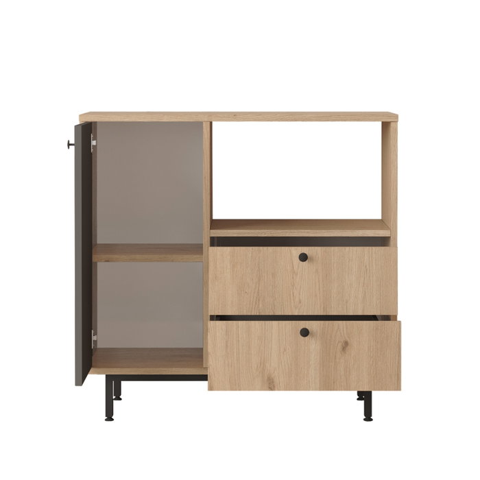 Hanah Home Armario Multiusos RE1-SA Roble y Antracita 88x85x35.5 cm