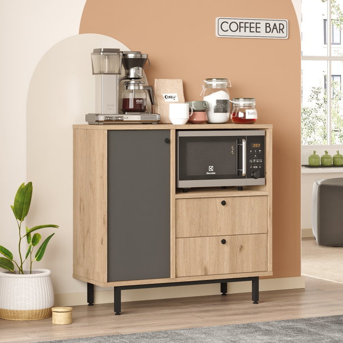 Hanah Home Armario Multiusos RE1-SA Roble y Antracita 88x85x35.5 cm