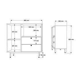Hanah Home Armario Multiusos RE1-SA Roble y Antracita 88x85x35.5 cm