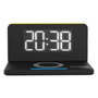 Realpower ChargeAir - Reloj Despertador Digital LED con Cargador Inalámbrico de 10W, 2 Puertos USB, Negro, 98x75x141 mm
