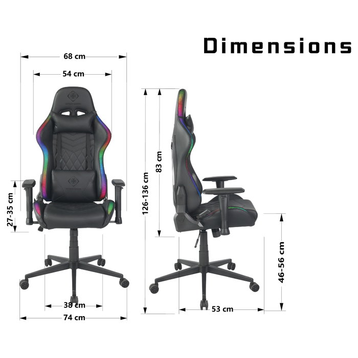 Deltaco Gaming DC410 Silla Gaming Ergonómica, Negro, Respaldo Ajustable 90-180°, Asiento y Respaldo Acolchados, Peso Máx. 120 kg, Altura Máx. 185 cm, Reposabrazos 2D