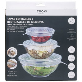 Cook Concept Juego de 3 Tapas Flexibles de Silicona
