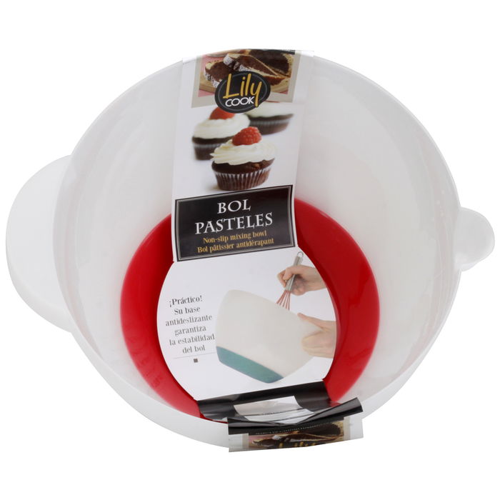 Lily Cook Bol para Pasteles Diámetro 24 cm Altura 14 cm Plástico con Base de Silicona Antideslizante Colores Surtidos Capacidad 3 L