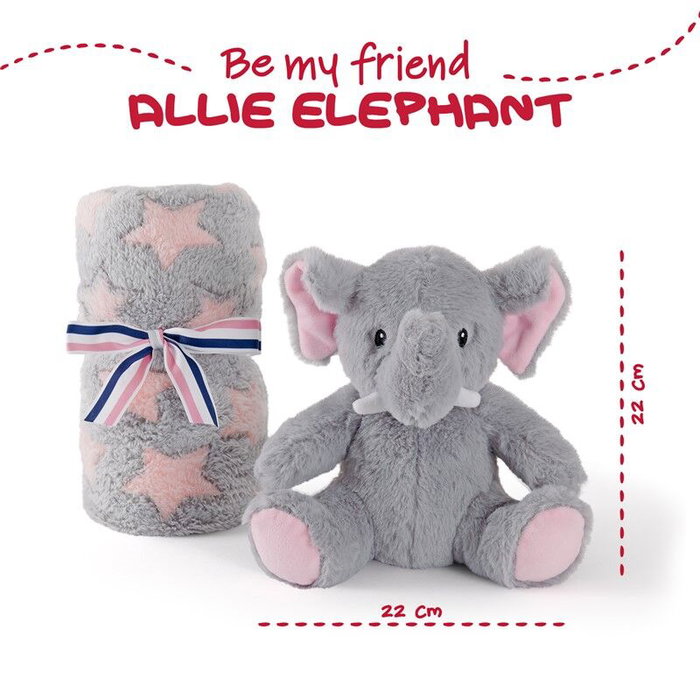 PERLETTI Peluche Elefante Allie 22cm con Manta Suave 120x80cm