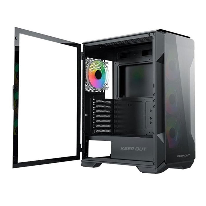 Keep Out Caja Gaming XC-901 PRO Negra con Cristal Templado y 4 Ventiladores ARGB PWM