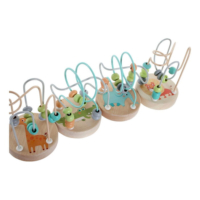 DKD Home Decor Juego de Laberinto de Animales en Madera, 4 Surtido
