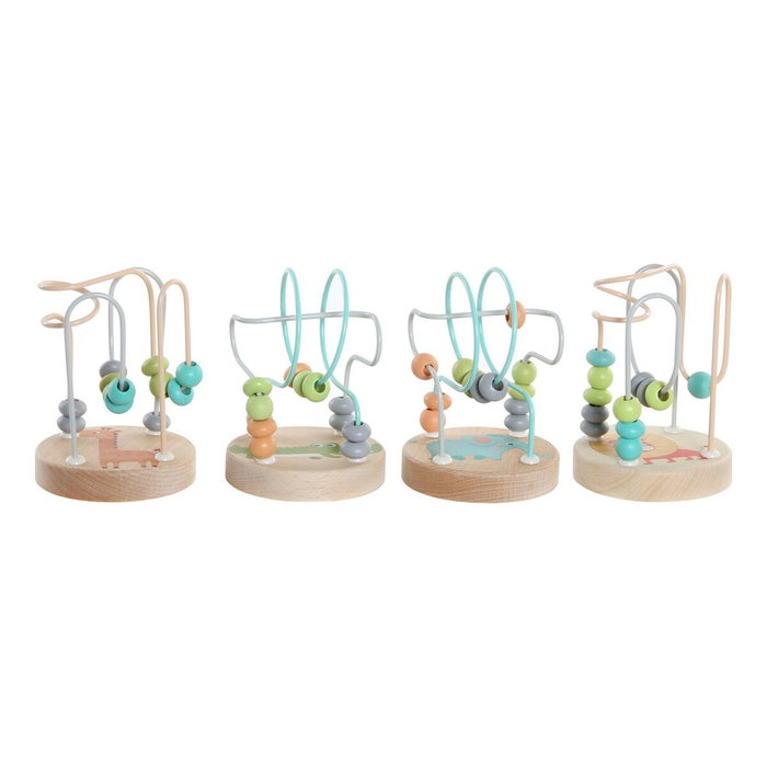 DKD Home Decor Juego de Laberinto de Animales en Madera, 4 Surtido
