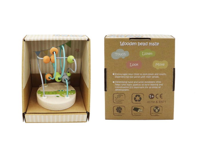 DKD Home Decor Juego de Laberinto de Animales en Madera, 4 Surtido